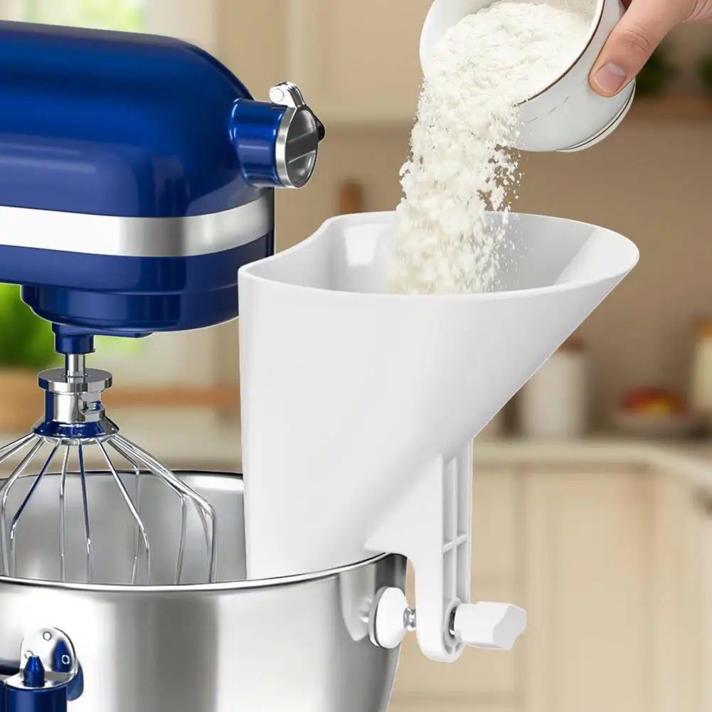 

Stainless Steel Nut Funnel Wide-Mouth Pouring Attachment 3.5-7Qt Bowls No Clump Mess-Free Ingredient Adding Baking Tool