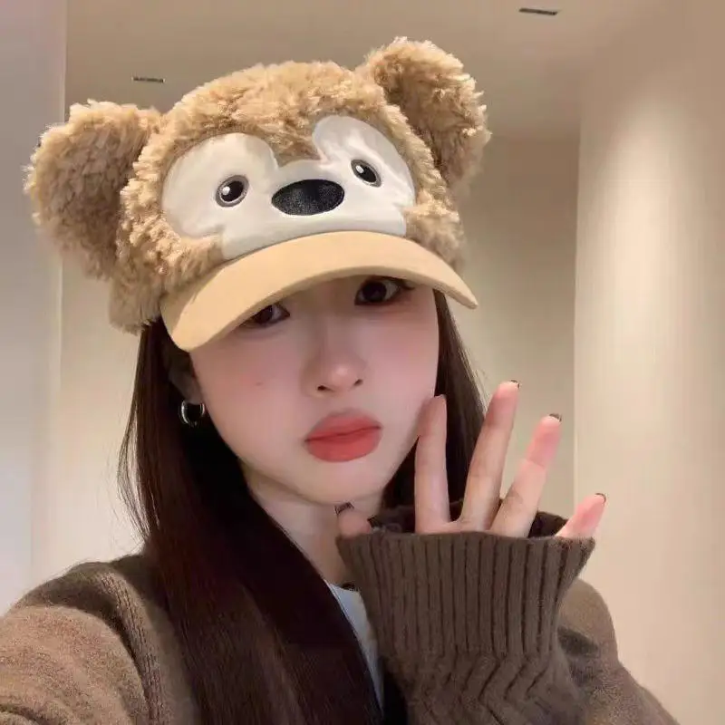 Duffy Baseball Hat Kawaii Cute Disney Anime Creative Girl Autumn Winter Warm Cute Bear Standing Ear Cartoon Duckbill Cap Gifts