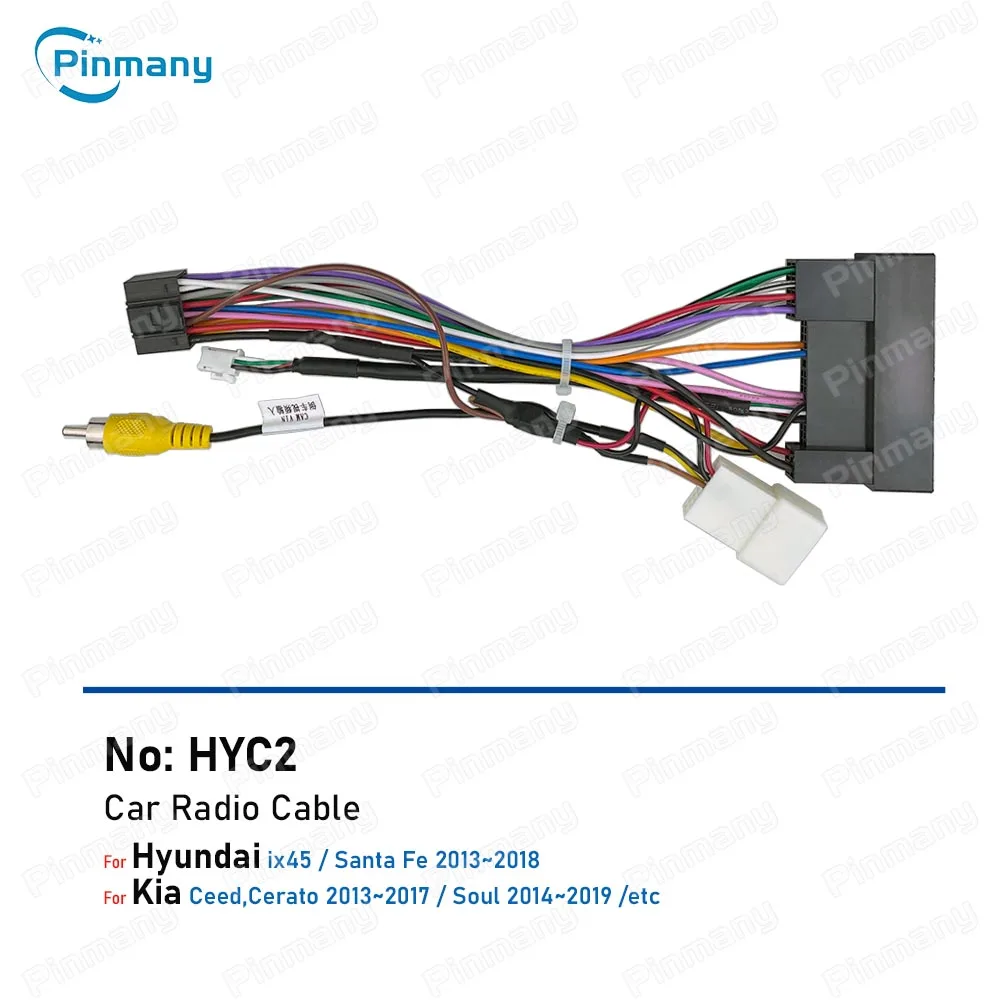 รถวิทยุสายไฟสายรัด Android หน่วยเชื่อมต่อซ็อกเก็ต HYC2 สําหรับ Hyundai Santa Fe KIA Ceed Cerato Sorento Soul Sportage