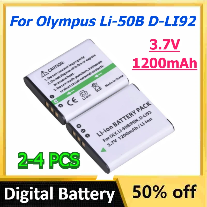 For Olympus Li-50B D-LI92 Digital Battery 3.7V 1200mAh for Olympus SP-810 800UZ U6010 U6020 U9010 SZ14 SZ16 D755 U1010 SZ30 SZ20