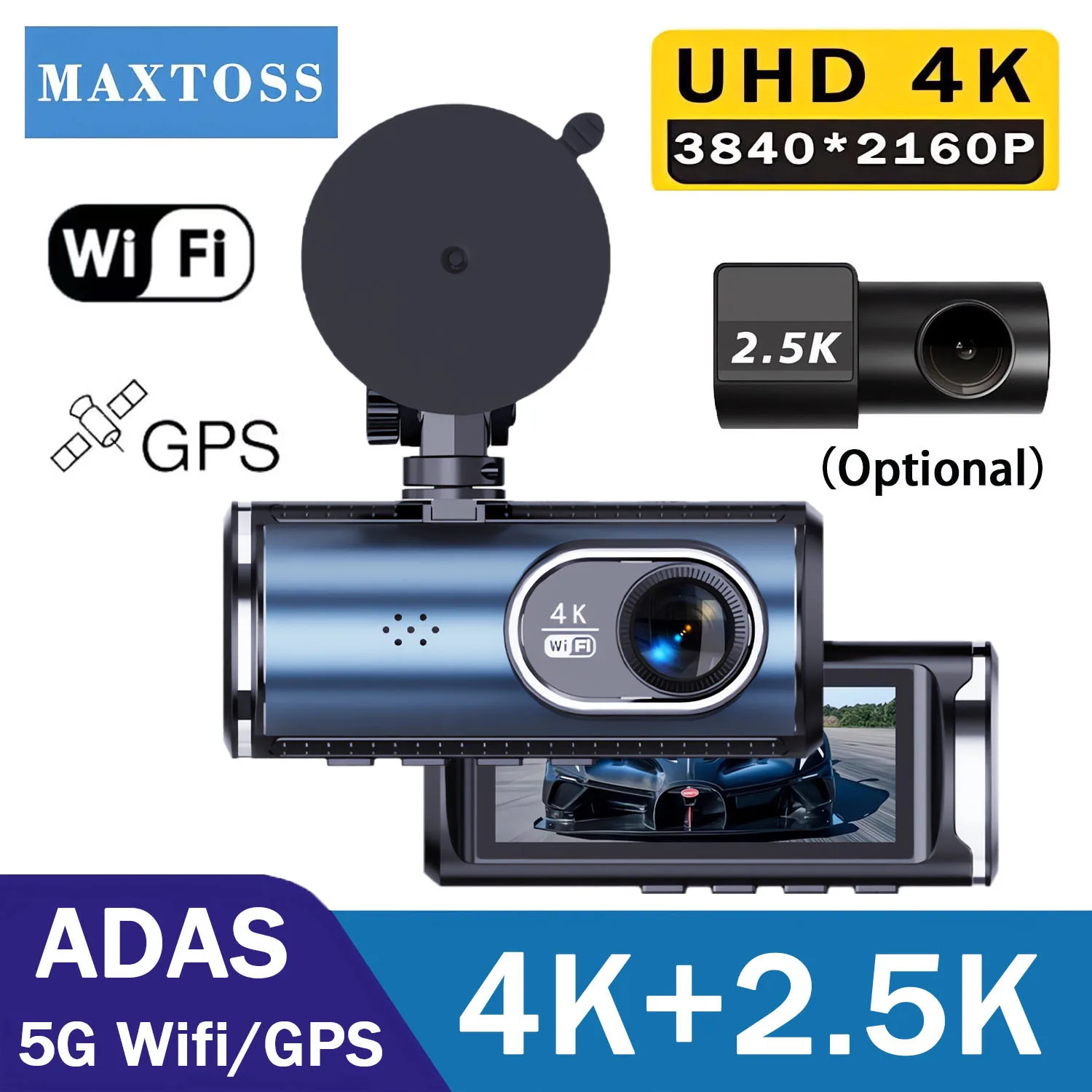 UHD 4K 3840*2160P Dash Cam WiFi GPS Front 4K Rear 2.5K DVR Video Recorder 24H Night Vision Dash Cam Car Camera For Car Black Box