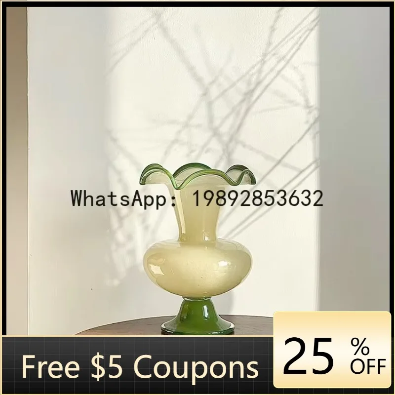 

Z4 Home Glass Color Block Wind Lamp Vase Flower Arrangement Vase Ornament Living Room Decoration