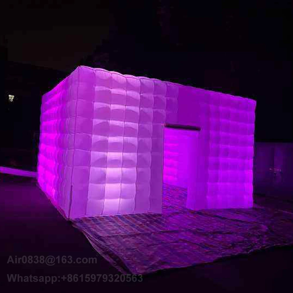 Oxford White Inflatable Cube Tent With LED Lights And Blower Outdoor Blow Up Inflatable Nightclub Party Bar Tent