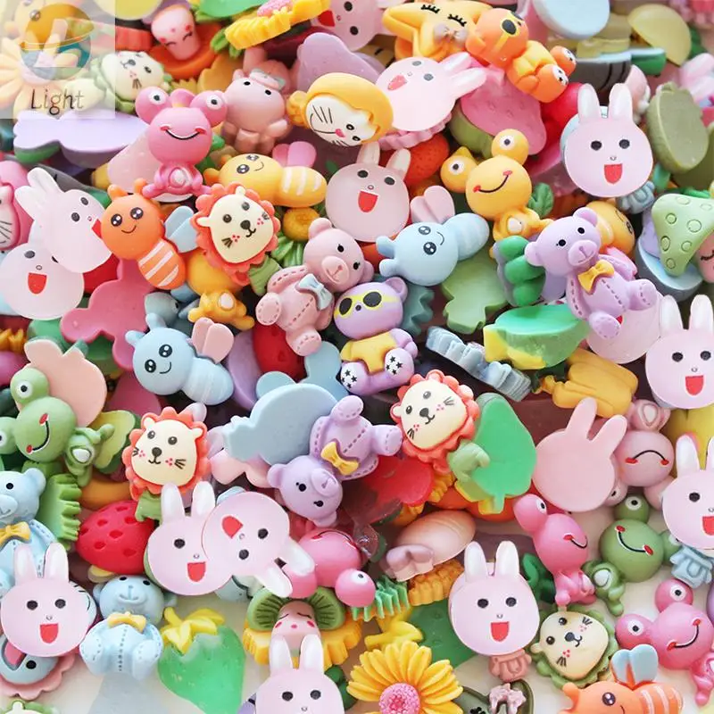 50Pcs Mixed Lots Cartoon And Animal Resin Flatback Cute Cabochons Decoden Pieces 3D Nail Charms For Nail Art Scrapbook