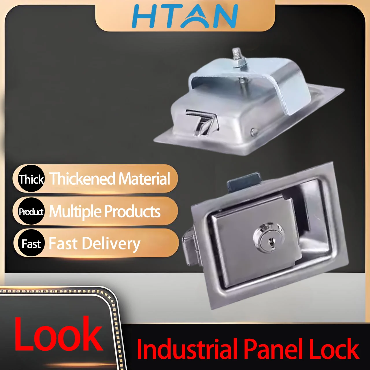 

Industrial Stainless Steel Safety Cabinet Lock for Electrical Panel Tool Distribution Box Truck Trailer Door Embedded Key Type