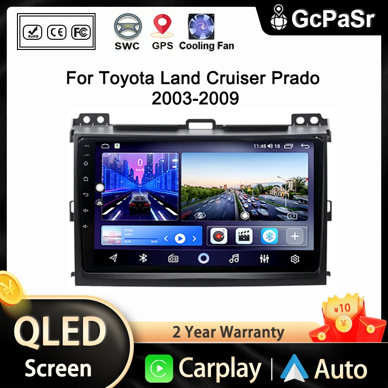 

Автомагнитола на Android 13 для Toyota Land Cruiser Prado 120 LC120 2003 - 2009 мультимедийный стерео экран без 2din DVD GPS навигация BT