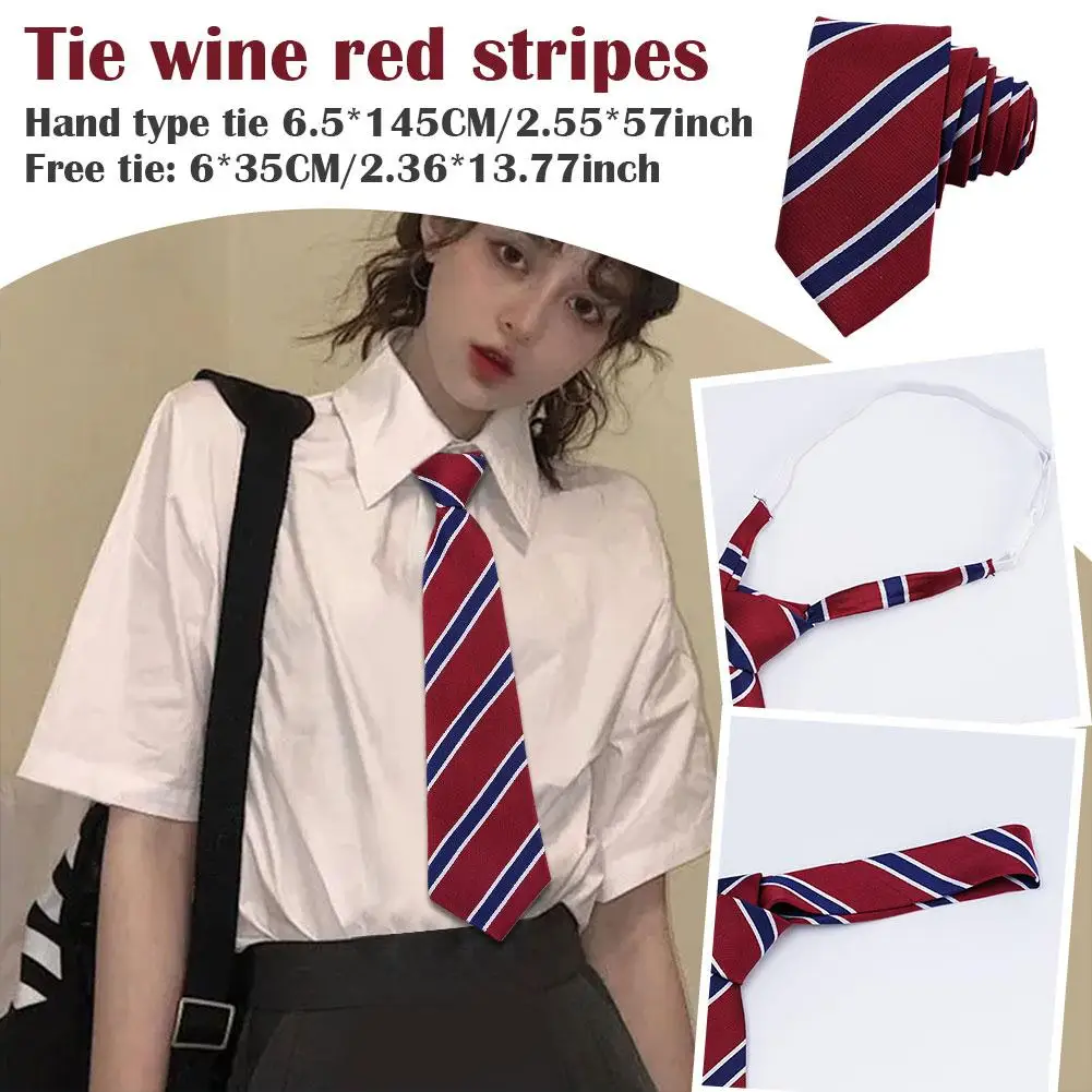 Women Men Stripe Tie Retro Jacquard Neck Tie Slim Necktie JK Korean College Style Simple All-match Trendy Accessories Daily Wear