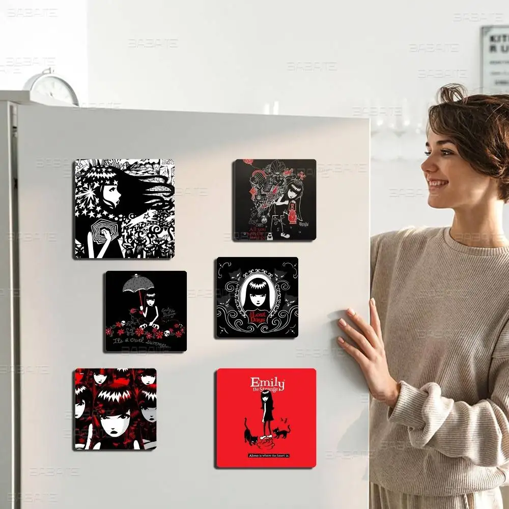 Comics Emily The Strange Photo Fridge Magnet Square Stickers Personalize Home Decor Souvenirs Gift