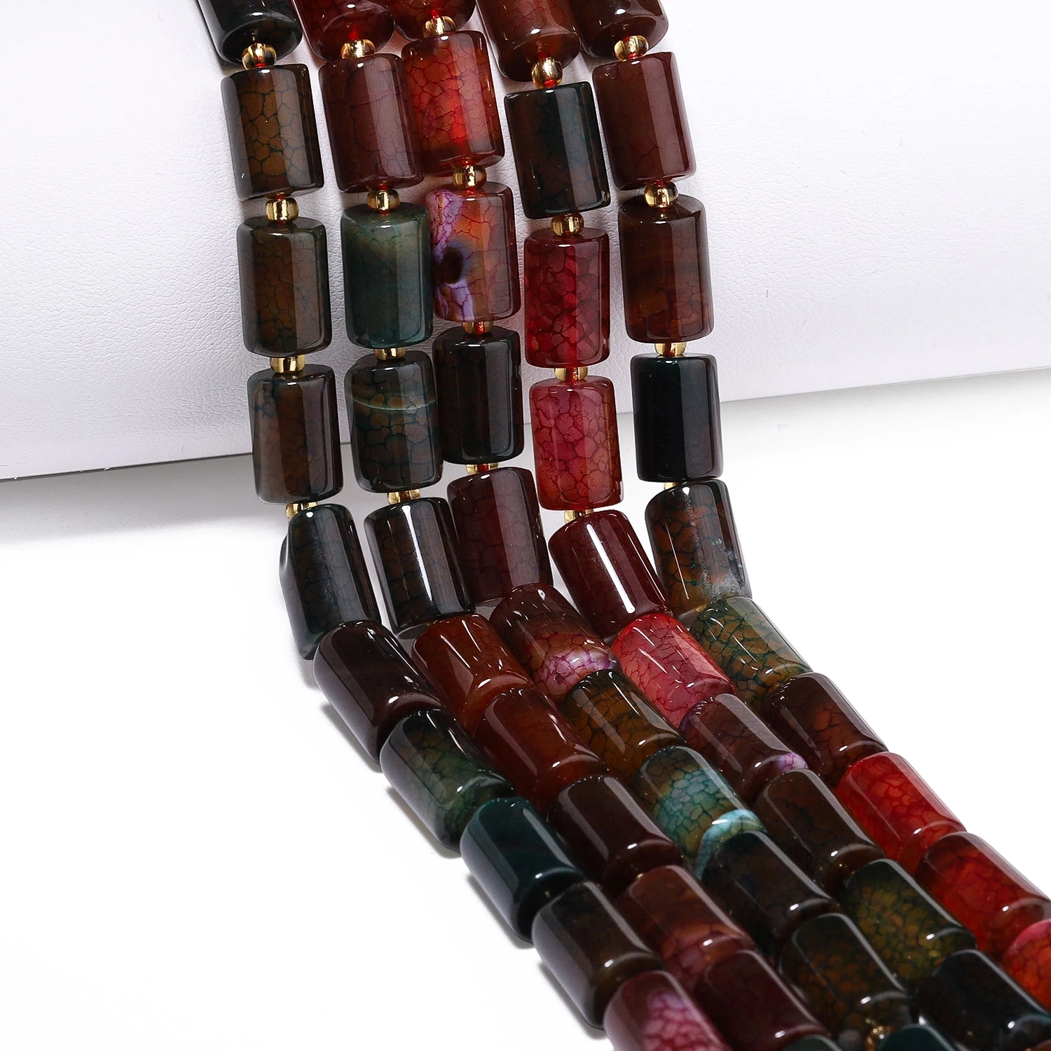 8-12mm Irregular Column Natural Stone Tourmaline Dragon Veins Agate Beads Tube Spacer Beads for Jewelry Making DIY Bracelets