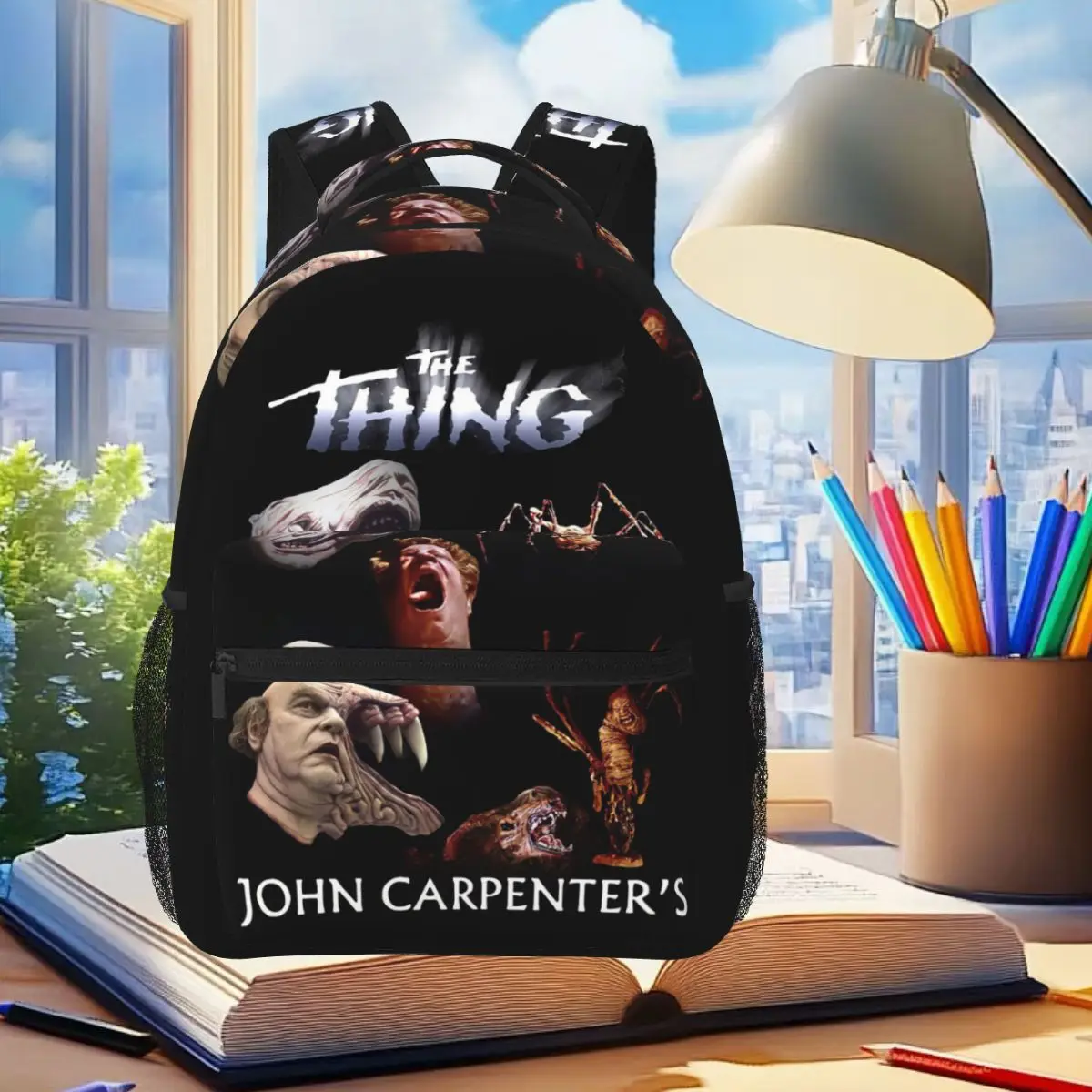 1982 Horror Movie The Thing Backpack Student Boys Girls BookBag Children School Bag Laptop Shoulder Bags for Men Women