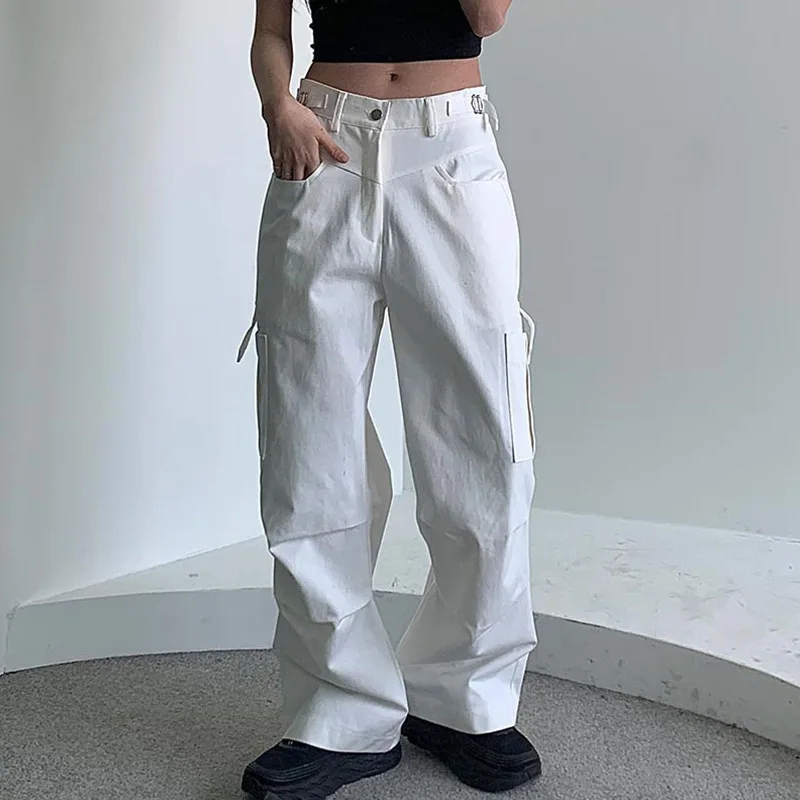 

White Pants Simple High Waist Women's Classic Pants Y2k Clothes 2000s Cargo Pants Streetwear 90s Korean Fashion Pants For Women