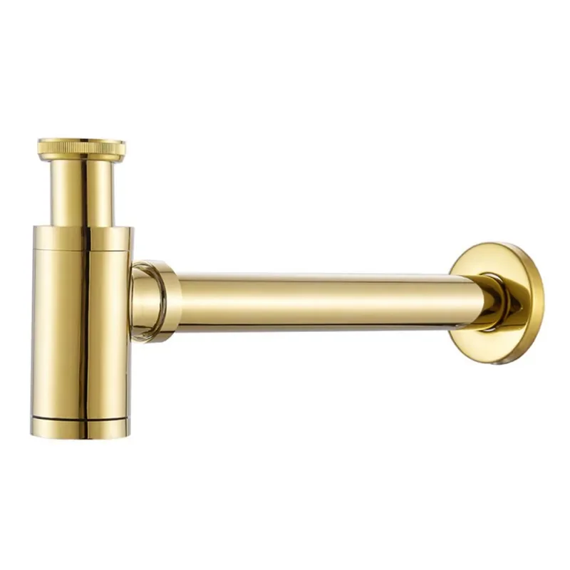 rose gold Brass Body Basin Wast Drain Wall Connection Plumbing P-traps Wash Pipe Bathroom Sink Trap Black/Brushed Gold/Chrome