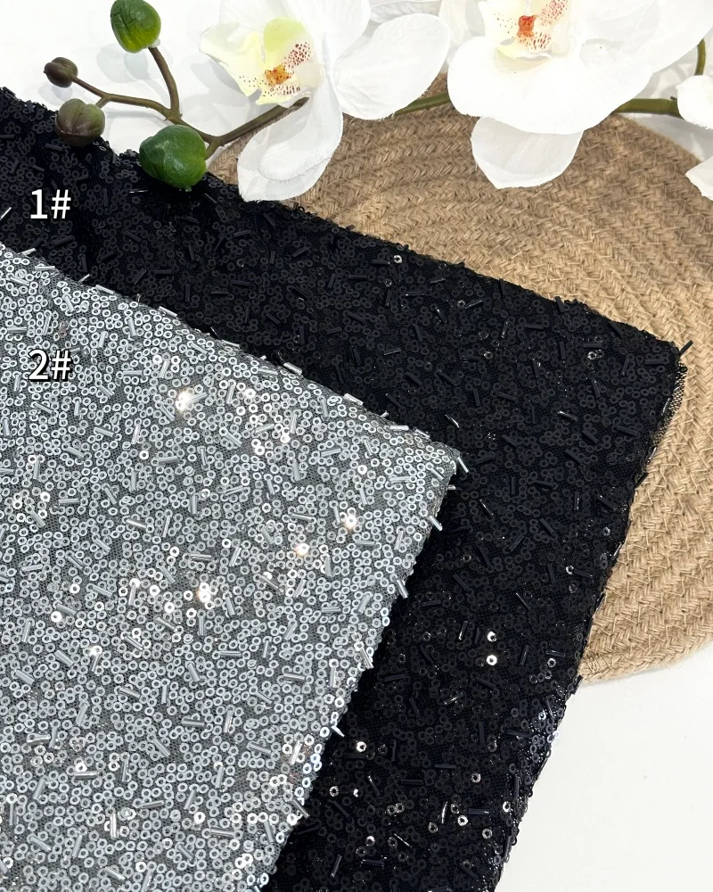 Africa Nigerian Beaded French Mesh Lace With Sequins High Quality 2025 Embroidery Lace Sequins Lace For Wedding Dresses Women