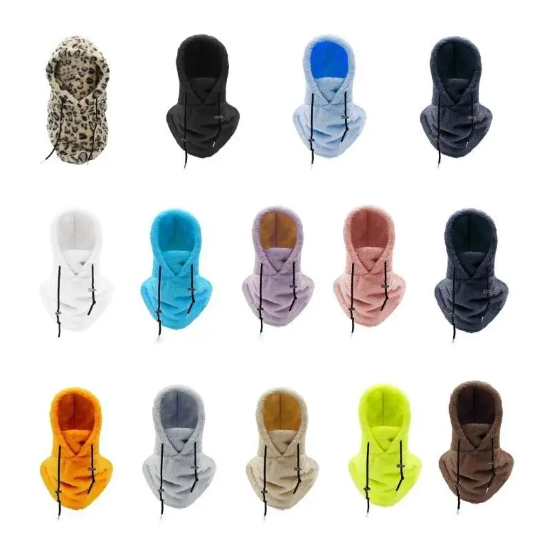 

39BD плюшевый флисовый чехол с капюшоном, зимний теплый головной убор, велосипедные регулируемые козырьки унисекс