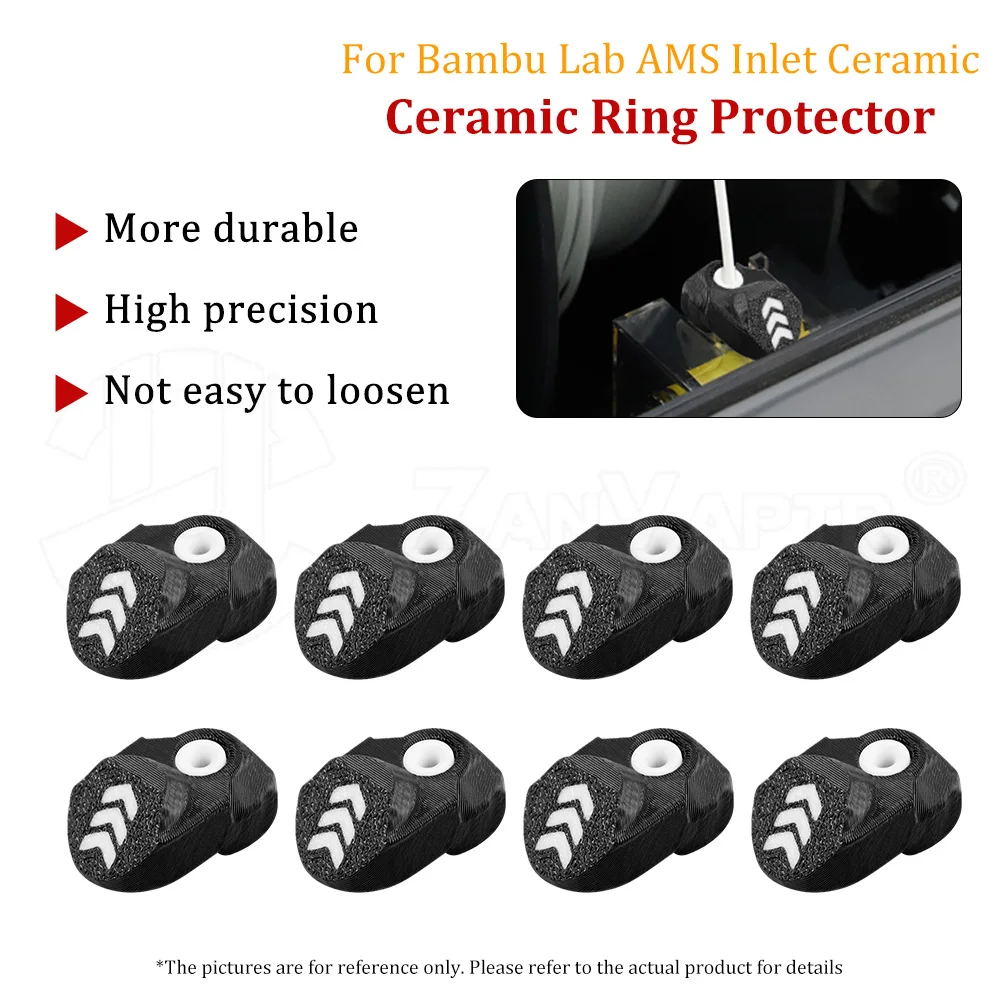 AMS بامبو مختبر X1/X1C/ P1P/P1S/A1 مدخل السيراميك حلقة حامي 4/8/12 قطعة لملحقات الطابعة الخيزران ثلاثية الأبعاد
