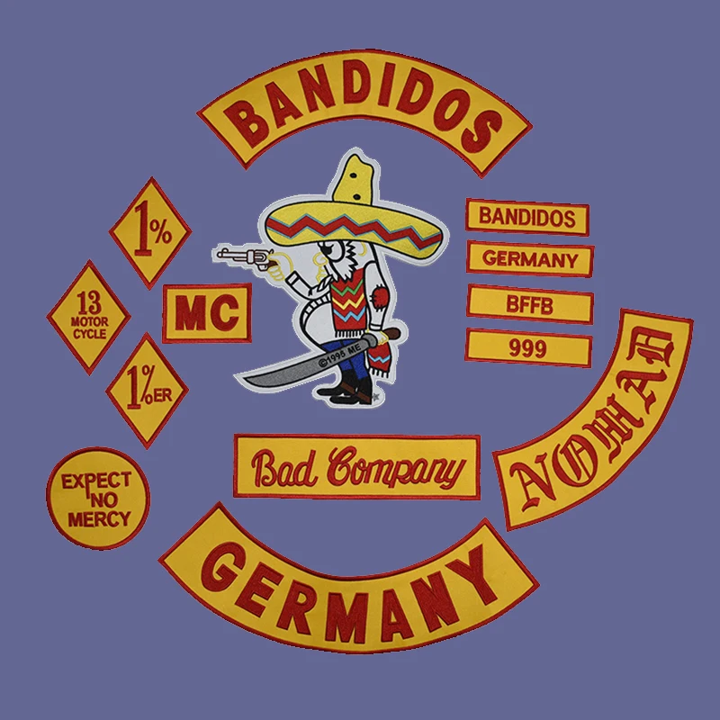 DIY Custom Clothing Bandidos Germany Embroidery Patches Iron on Sticker For Appliqued Jackets Vests Accessories