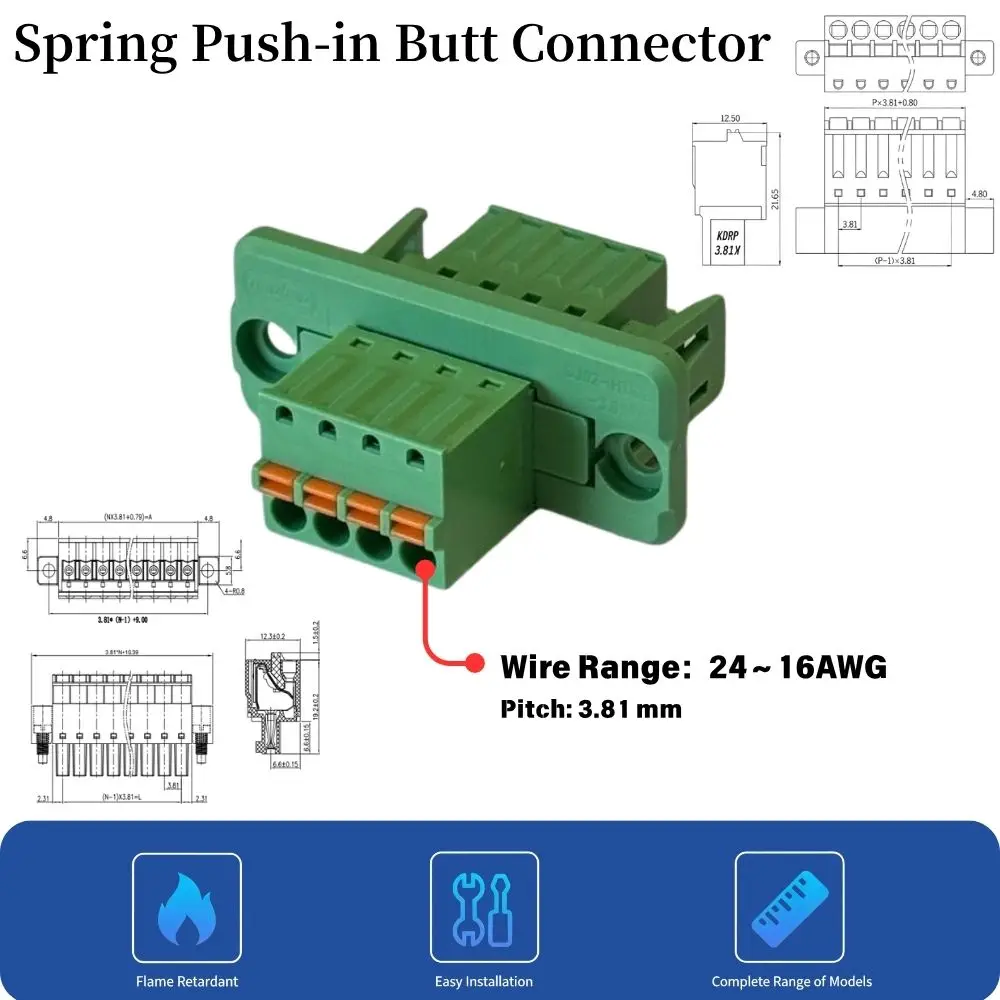 15EDGKDM 3.81mm Panel‑Mount Pluggable Terminal Block with Flange, FK‑MCP 1.5‑STF‑3.5 Through‑Wall Connector