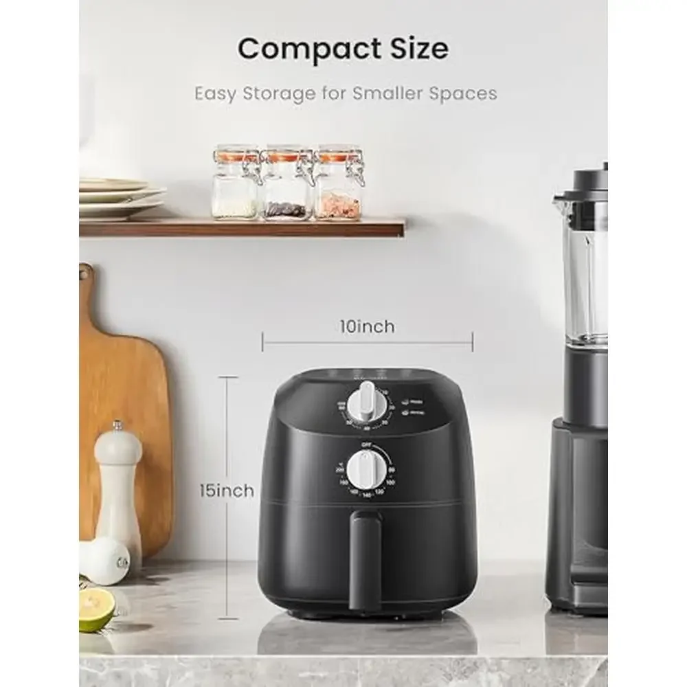 مقلاة هوائية مدمجة 2.2QT، 12 خيارًا للقائمة، مؤقت وتحكم في درجة الحرارة 180-400 ° F Dishwasher-Safe Rapid Air Circulation Tech توفير المساحة