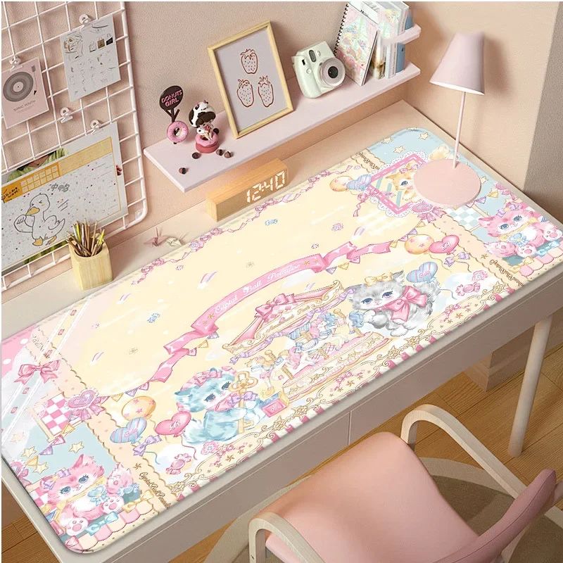 Cartoon Anime Mouse Pad Ins Style Large Cute Girl Computer Keyboard Pads Office Study Rubber Waterproof Tablecloth Desk Mat