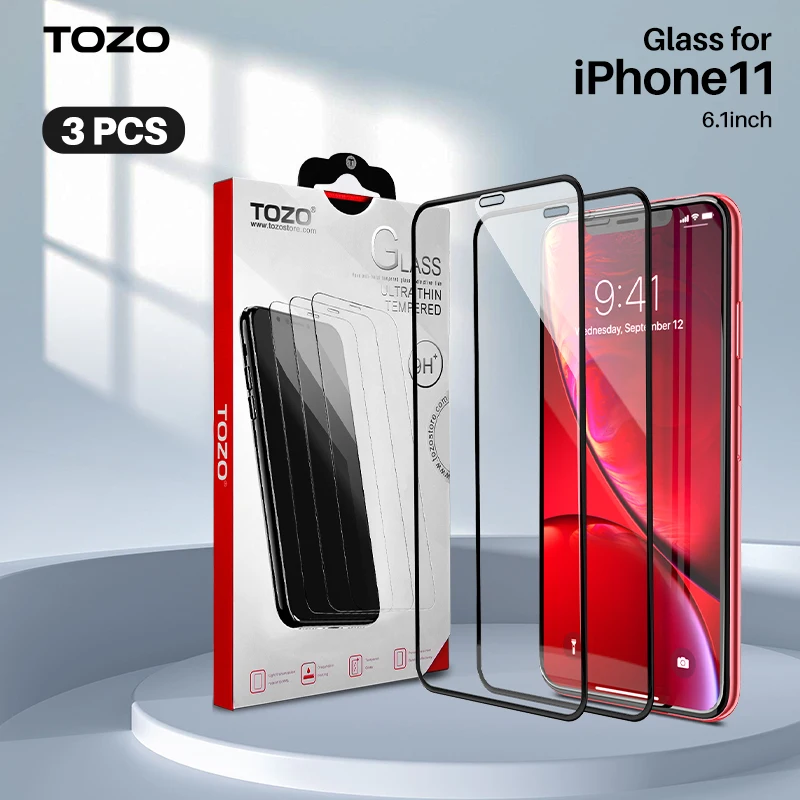 TOZO iPhone Xs Max/iPhone 11 Pro Max Screen Protector Premium Tempered Glass 9H Hardness 2.5D Super Easy Apply 6.5 inch