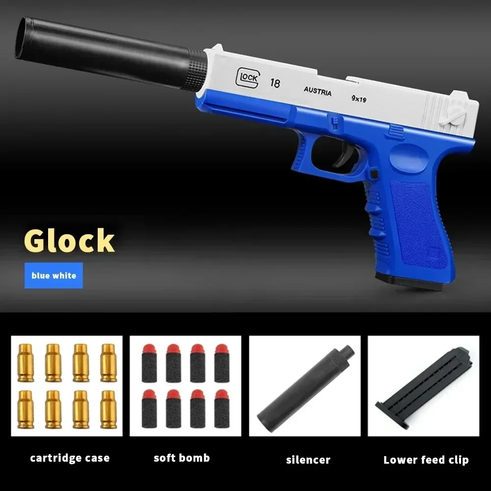 Soft Bullet Toy Gun for Kids Outdoor Toys with Silencer Foam Ejection Toy Gun Toy For Boys Girls