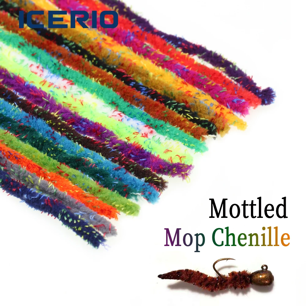 ICERIO 6~7mm 3M/Paquete Material para Atado de Moscas Chenilla Moteada tipo Mop para Moscas de Piedra, Caddis Emergentes, Ninfas, Larvas y Woolly Bugger