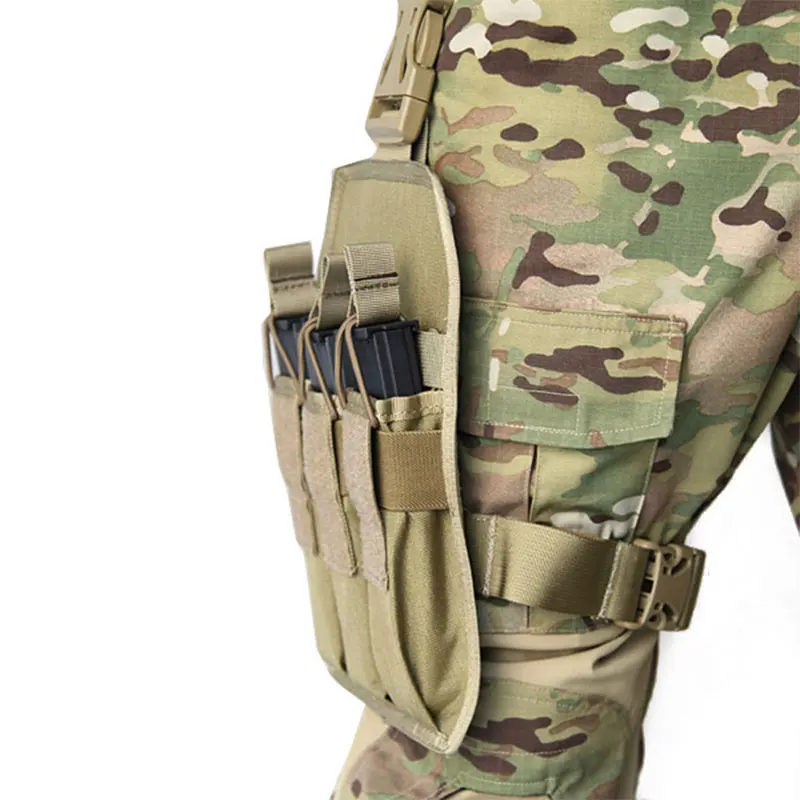 Emersongear MP7 Triple Leg Mag Pouch Tactical Thigh Magazine Bag Hunting Buckle Clip Emerson Holder Carrier For MP5 / KRISS