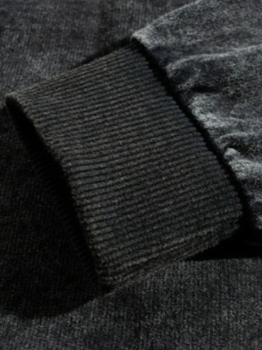 CHICEVER Zwart gesplitst plooien sweatshirt vrouwelijk O-hals met lange mouwen losse vintage streetwear damessweatshirts herfstmode