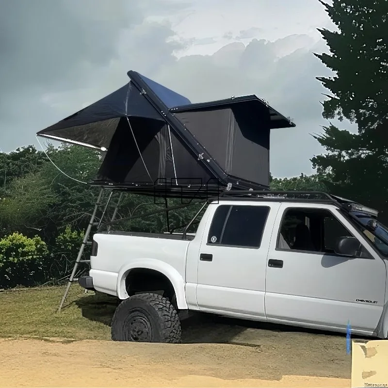 Z Shape Aluminum Hard Shell Black Waterproof Oxford Fabric Roof Top Tent High Space Camping Car Rooftop Tent Tenda Campeggio