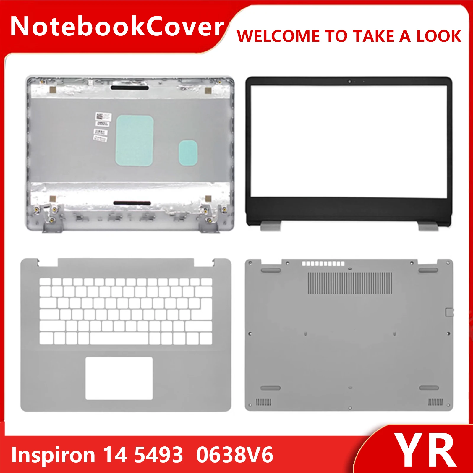 

New for Inspiron 14 5493 Laptop Screen Back Cover Front Bezel Palmrest Bottom Case 0638V6 Replace Part