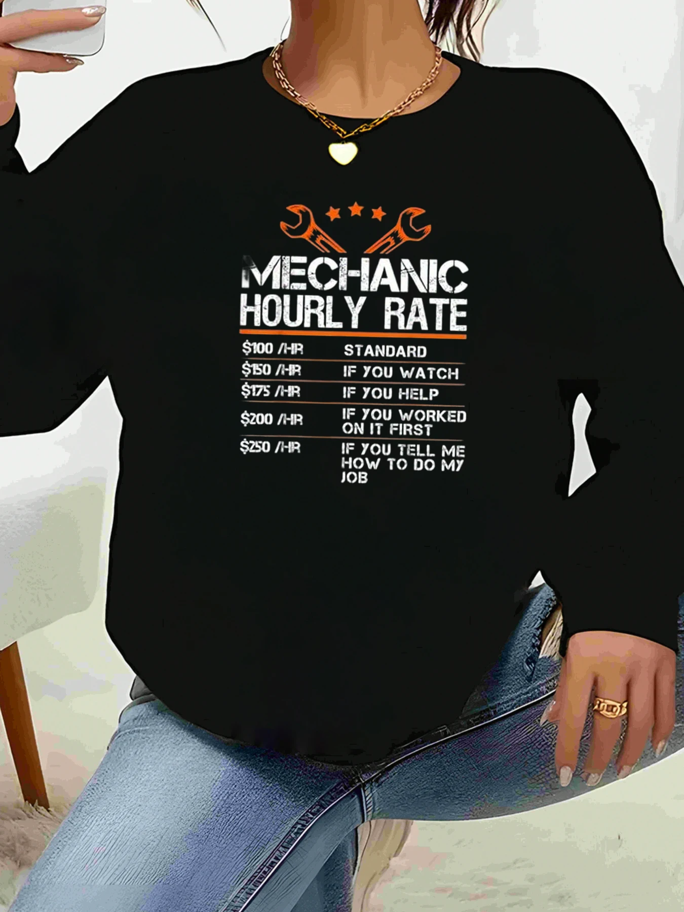 تي شيرت بأكمام طويلة مطبوع عليه معدل ميكانيكي كل يوم، ملابس كاجوال لحفلات الهالوين للنساء #1