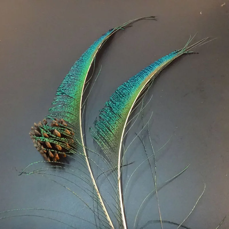 Natural Peacock Sword 100pcs 30-35cm/12-14inch Green Feathers for Crafts Wedding Home Party Decoration Plumes Accessories