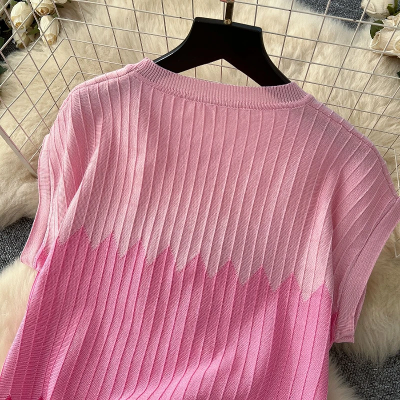 Piżama damska Zestaw dzianinowy Tank Top Dwuczęściowy zestaw dla kobiet Casual Gradient Letnie dzianinowe spodnie Zestawy damskie Lounge Wear 2-częściowy