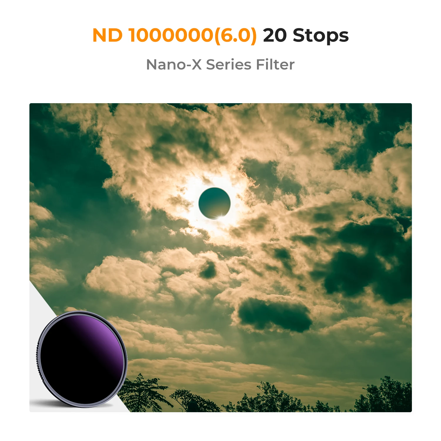 K&F CONCEPT New Solar Filter ND1000000 20-Stop Solid Neutral Density Celestial Event Photography Filters 28 Multi-Coating Nano-X