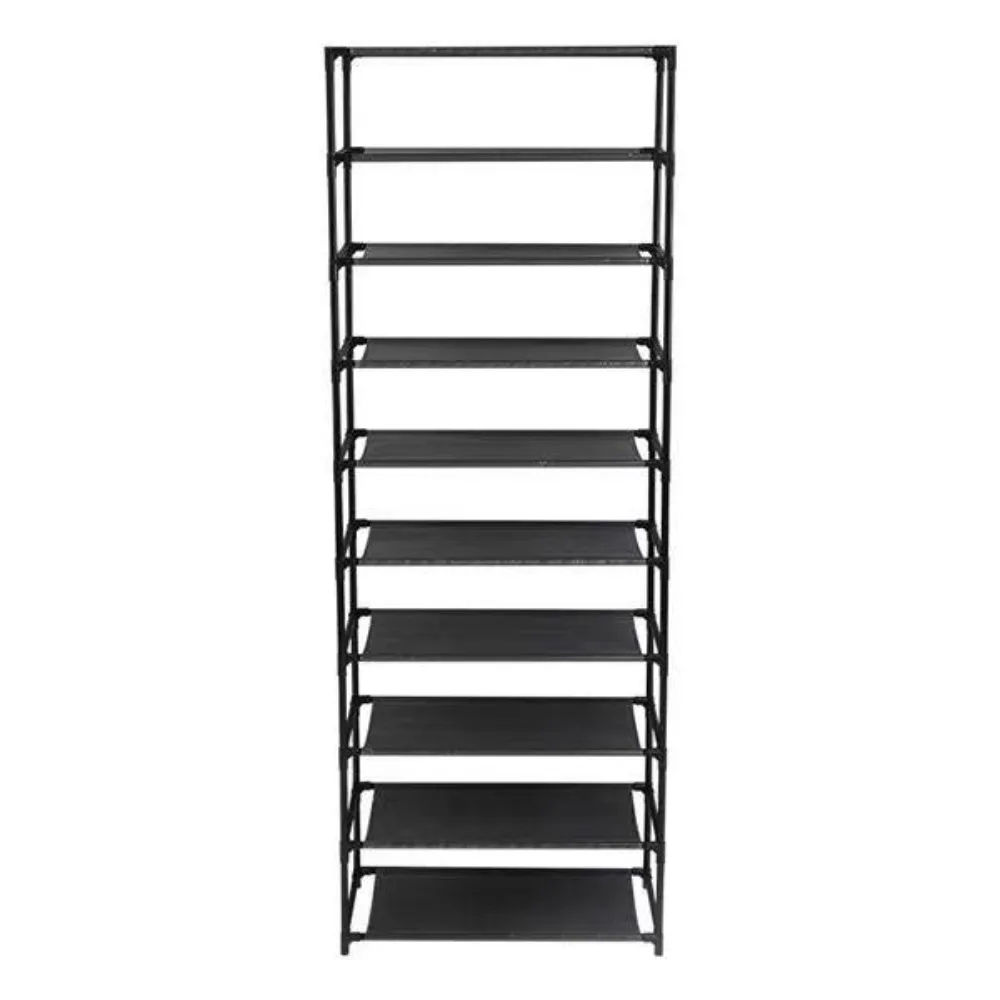 10 Tiers Shoe Rack Storage Organizer for 30 Pairs,for Entryway, Garage, Bedroom, Black