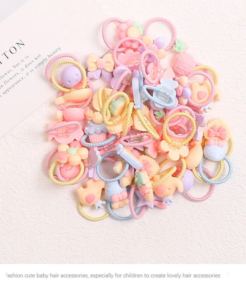 40Pcs Suit Rubber Band For Girls Cute Colorful Kids Headband Pretty Princess Braided Elastic Band Show Off Baby Hair Accessories