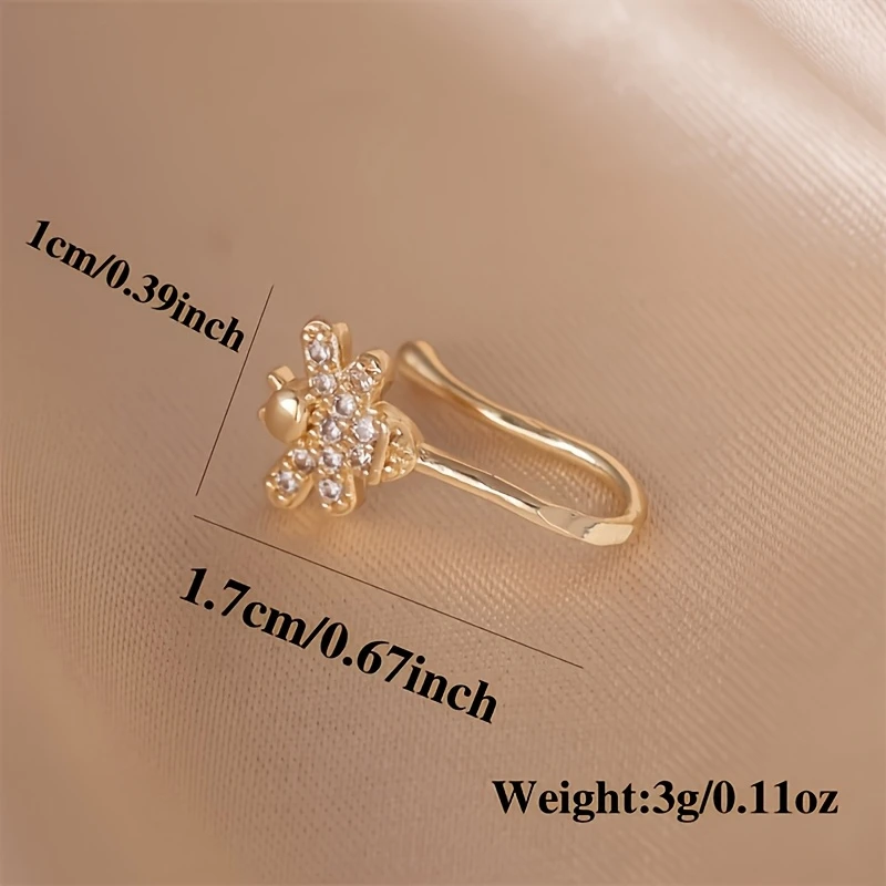 1-piece cute little bee zircon non perforated nose ring made of brass material suitable for daily banquet wear view 3