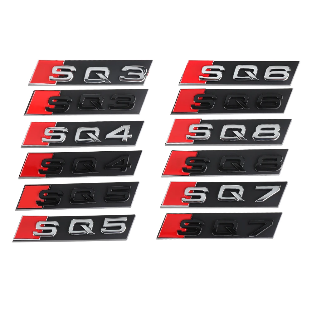 3D ABS Hood Front Grille Badge ABS SQ3 SQ4 SQ5 SQ6 SQ7 SQ8 Emblem Decoration for Audi A4 B5 B6 B7 B8  A3 A6 A5 A7 A8 Q3 Q7 TT 8P