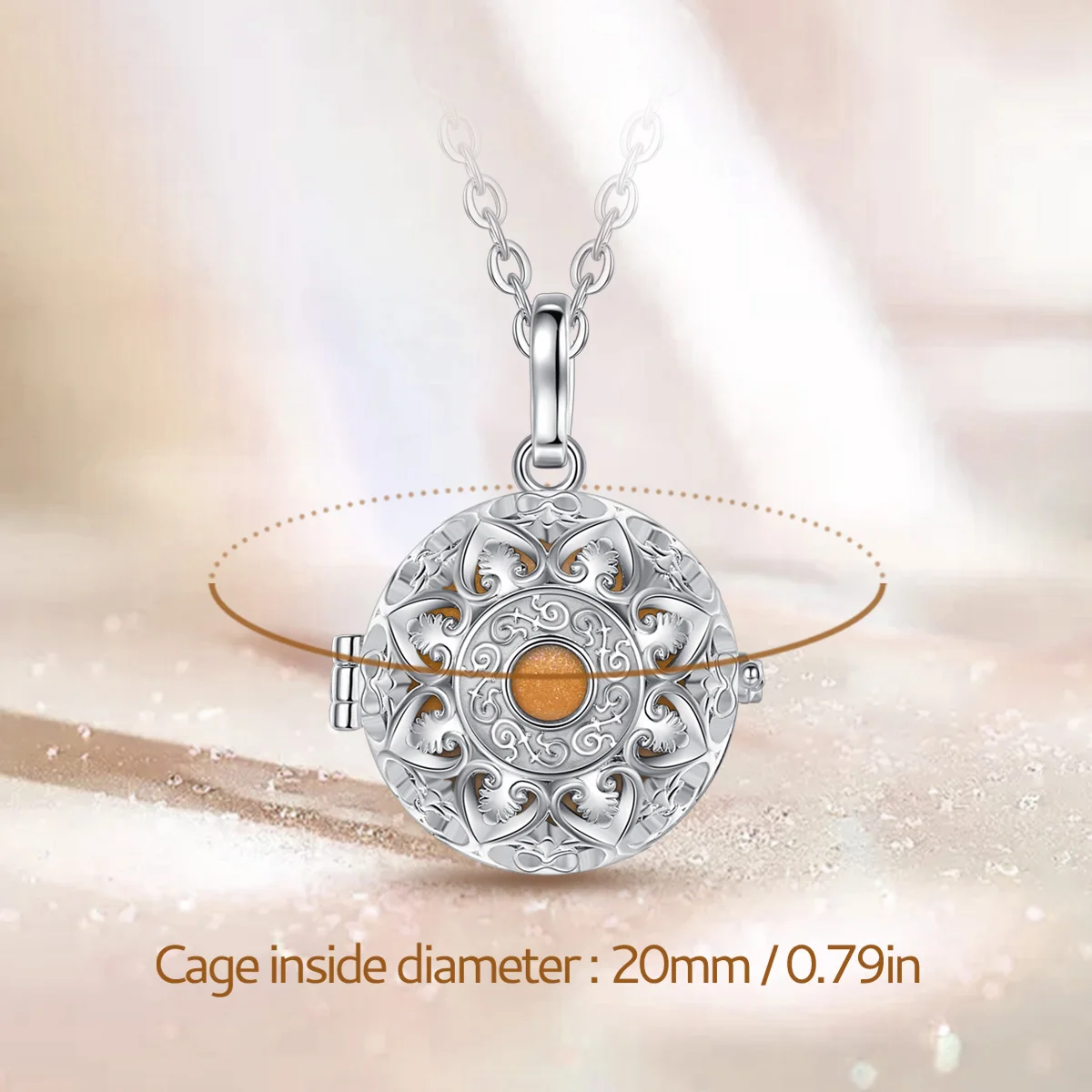 Eudora 20mm Harmony Ball Flower Cage Pendant Pregnancy Bola Angel Caller Baby Chime Ball Necklace Anti Stress Jewelry Women GIft