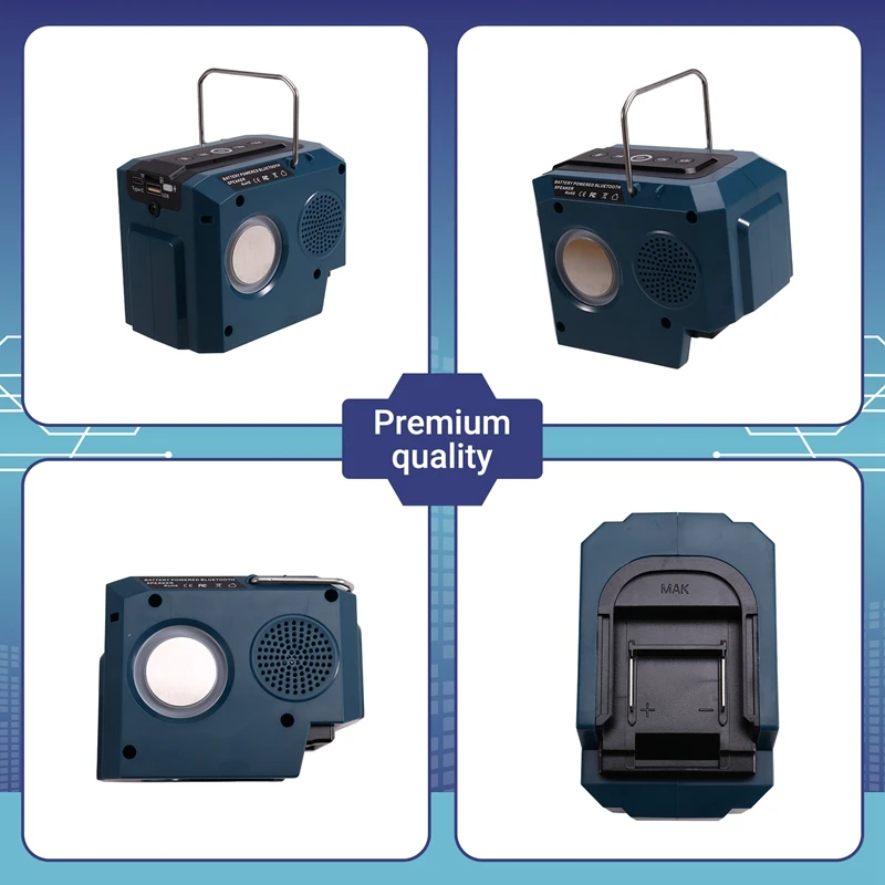 Alto-falante bluetooth para makita 18v bateria portátil sem fio alto-falante com usb & tipo-c porta de cartão tf para acampamento & festa