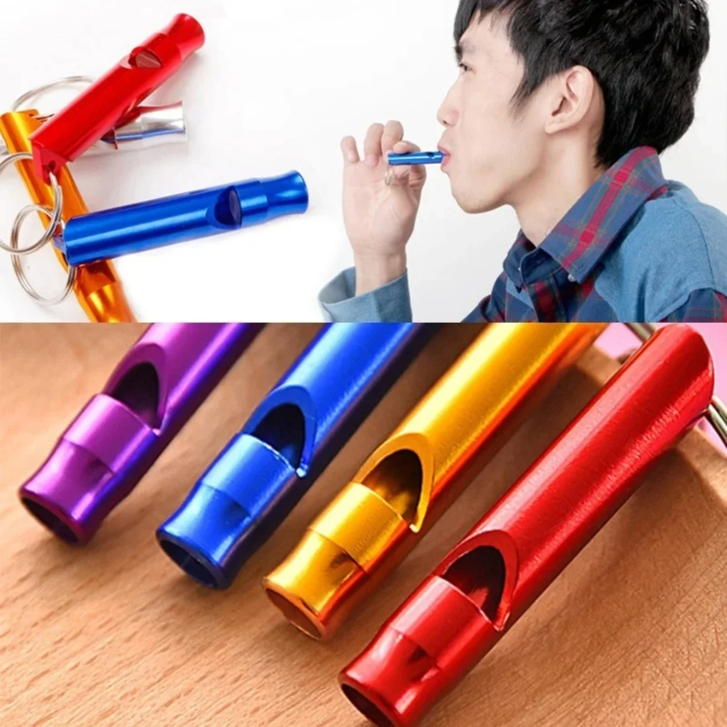 4 Pieces/set of Aluminum Alloy Small Whistle Keychain Outdoor Survival Camping Emergency Sports Safety Whistle