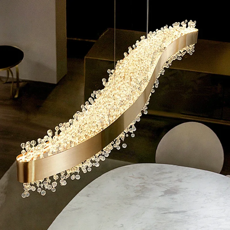 

Modern Luxury Crystal Pendant Lights Dining Living Room Ceiling Chandeliers Lighting Room Decor Tassel Pendant Gold Led Lamps