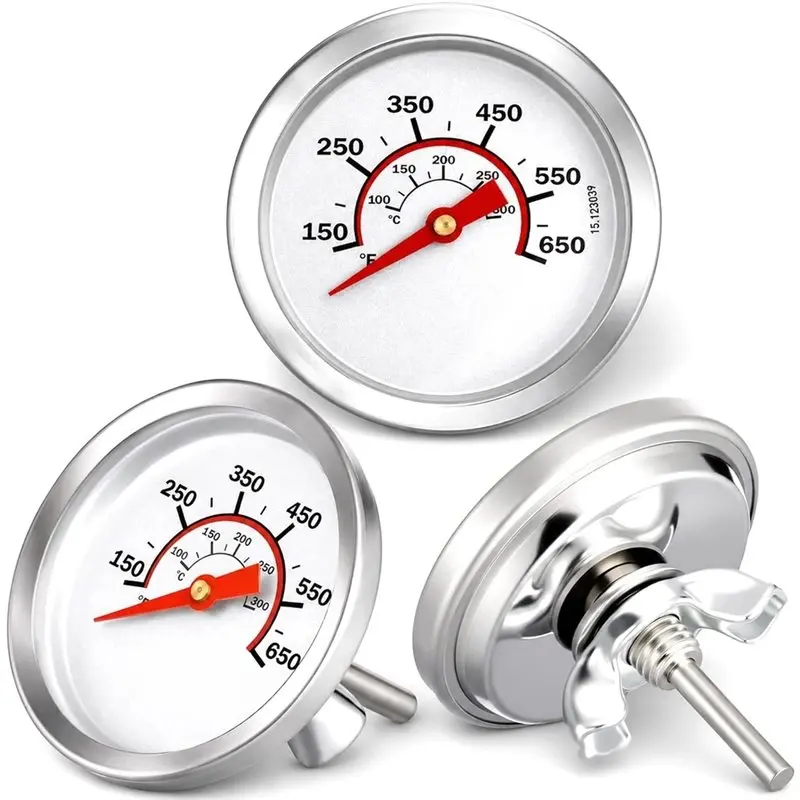 WCS-For BBQ Range For Beef Lamb Meat Cooking, 3 Pack Charcoal Grill Thermometer Gauge 50-800 F Wood Barbecue Heat Indicator