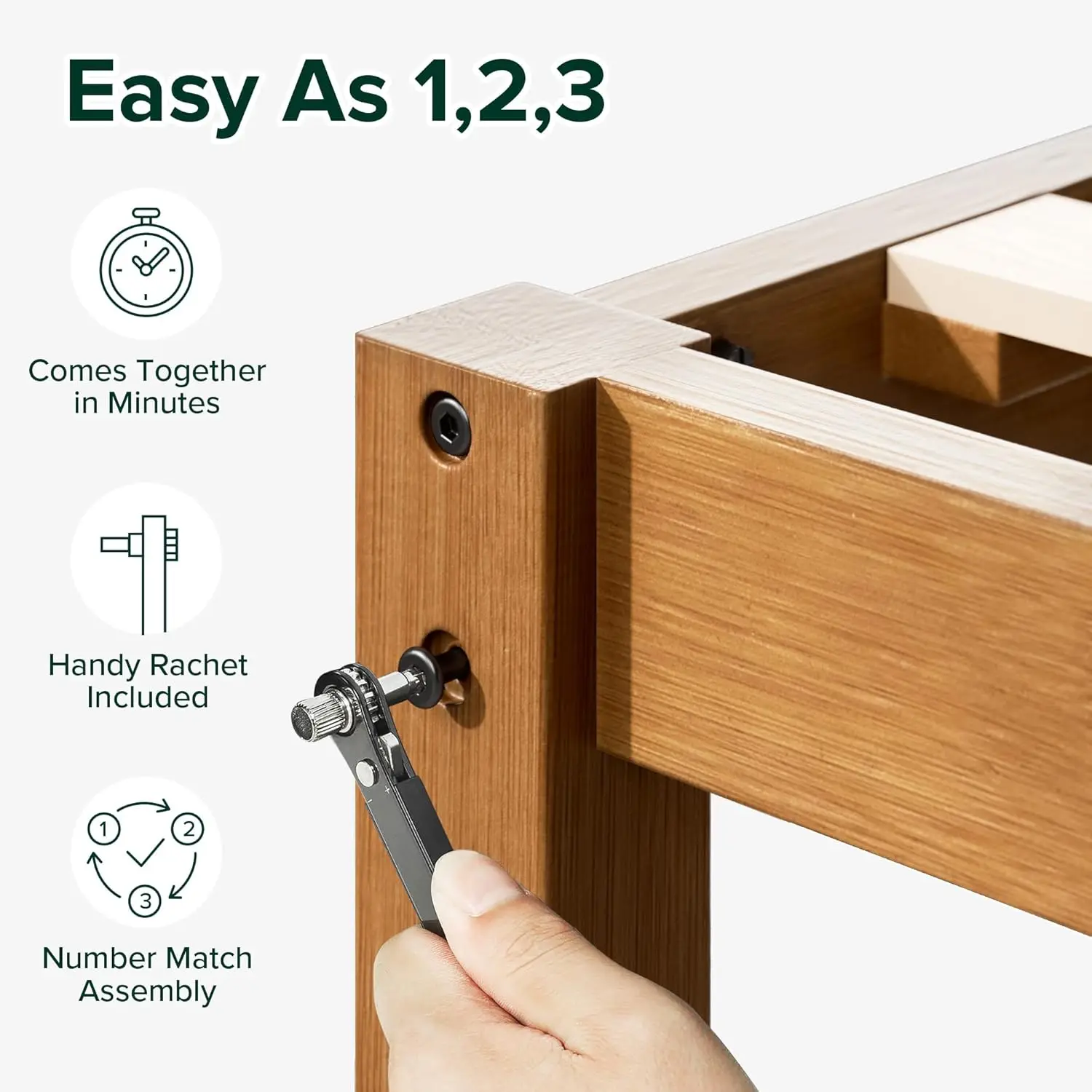 Bambu Plataforma Cama Frame com Cabeceira, Sem Box Spring, Madeira Slats, Queen Size