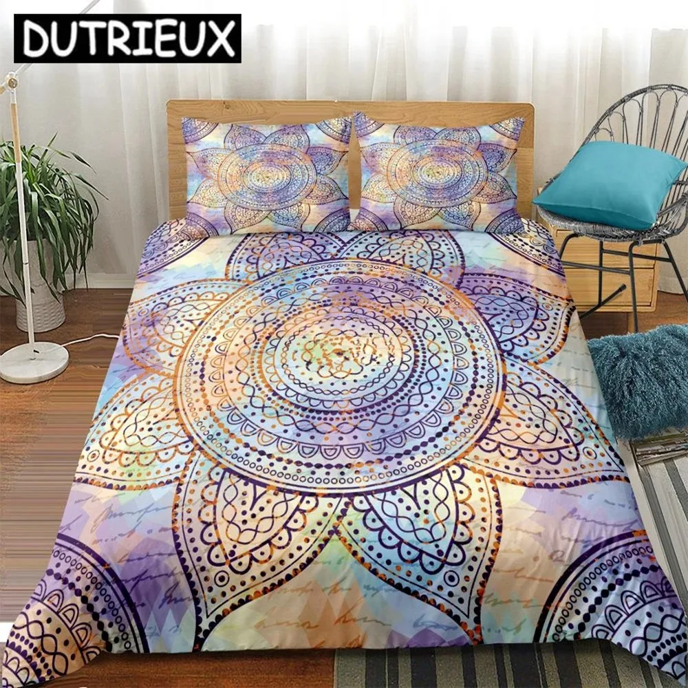 

Mandala Flower Bedding Set Bohemian Girls Floral Duvet Cover Queen Size Colorful Bedspread Exotic Bedclothes 3-piece