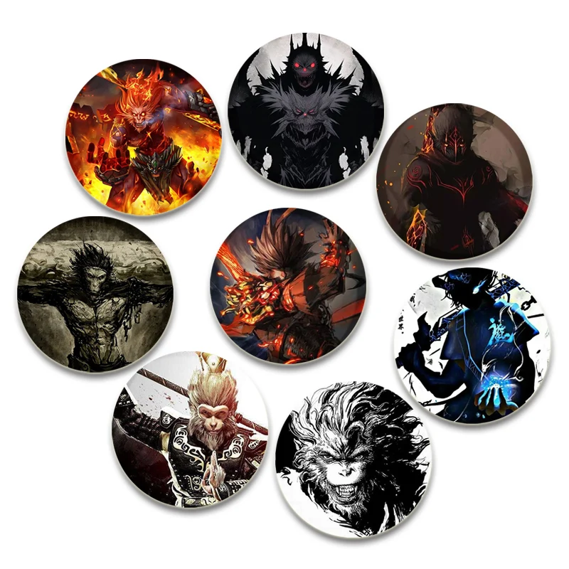 

Monkey King/Sun Wukong Round Pins Cartoon Dark Angel/skull Brooch Custom Handmade Badge Handsome Accessories Jewelry Gifts