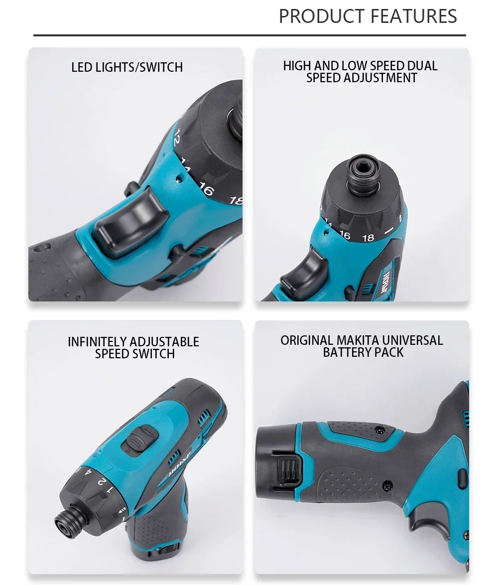 Electric Goddess 12V Electric Screwdriver Drill Impact Driver Adjust Torque Drill With 2000mAh With Battery Power Tools