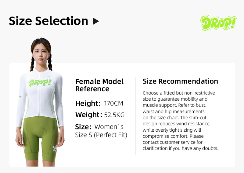 WEST BIKING Damen Fahrradtrikot Langarm Atmungsaktiv Schnelltrocknend Weiß Grün Racing Slim Fit Fahrradbekleidung Sommer-Reitoberteil – Detail 4