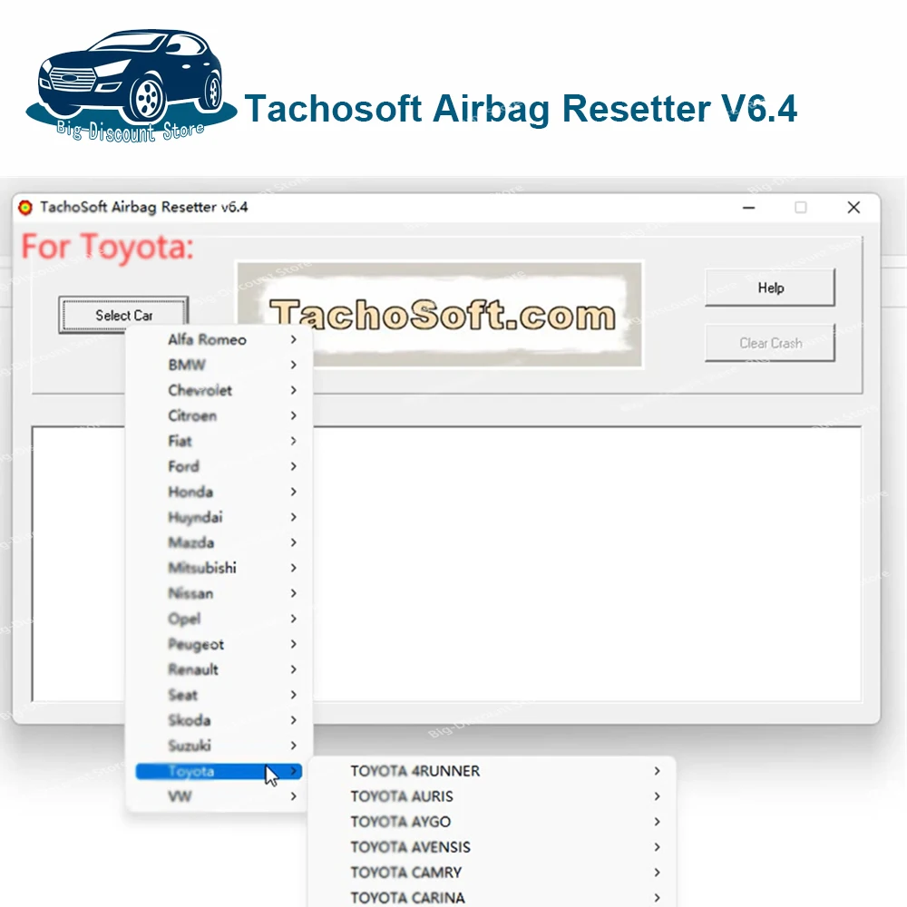 Tachosoft Air-bag Resetter V6.4 Deleting Crashdata Software From ECU Dumps with 450  ECU Models Eprom Mcu Cars Newest 2024