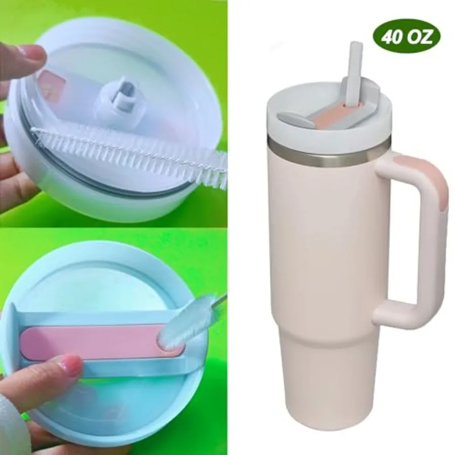 فرشاة تنظيف القش عصر طويل 12 Ih فرشاة القش الأنظف الفولاذ المقاوم للصدأ شعيرات النايلون فرشاة تنظيف لتنظيف ستانلي تعثر #5